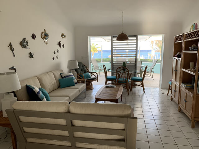 Living area facing the ocean